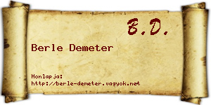 Berle Demeter névjegykártya